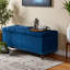 Banc de rangement avec repose-pieds capitonné en tissu bleu marine Mosa, H 18,48 po x l 41,49 po x P 16,59 po
