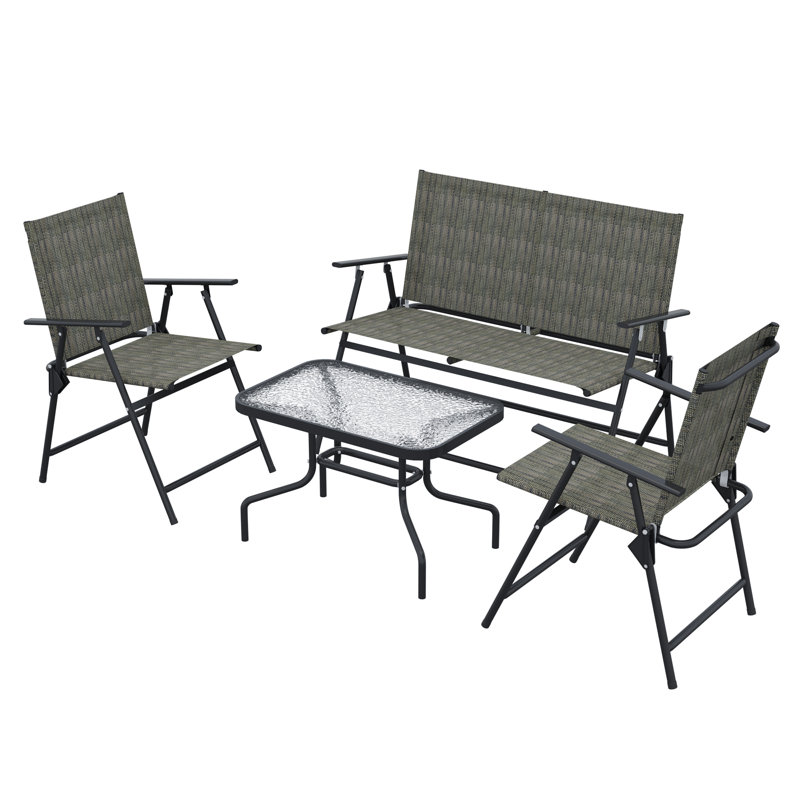 Ensemble de mobilier d'extérieur 4 pièces pour patio, ensemble de jardin avec dossier