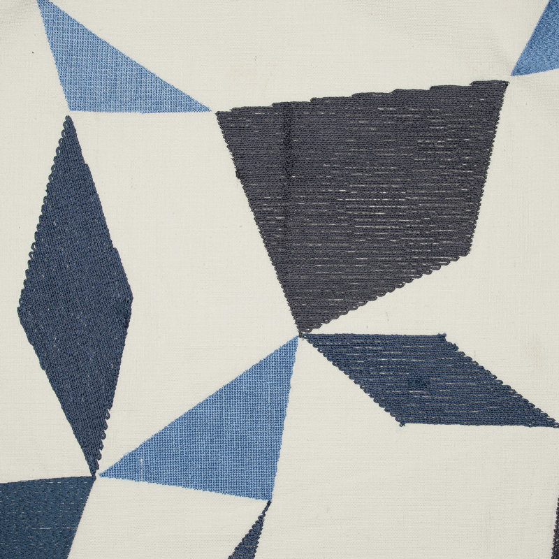 Coussin brodé, Housse de coussin seulement - sans coussin, 24 po x 24 po, Ivoire / bleu / bleu marine