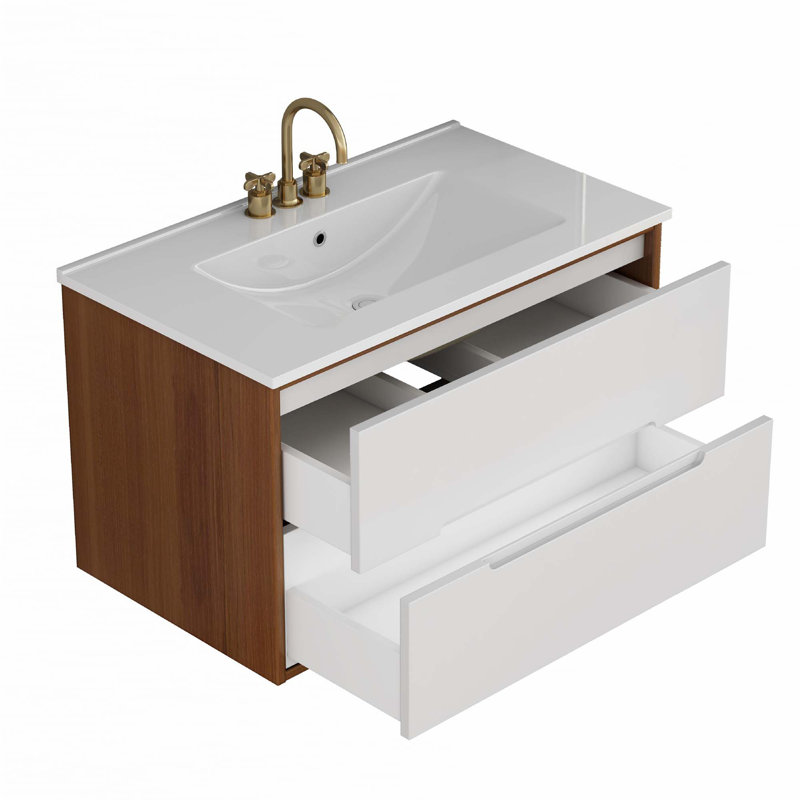 Meuble-lavabo mural 32 po avec lavabo 3 trous