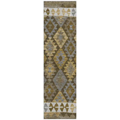 Machine Washable Indoor/Outdoor Xhevrie Brown Rug