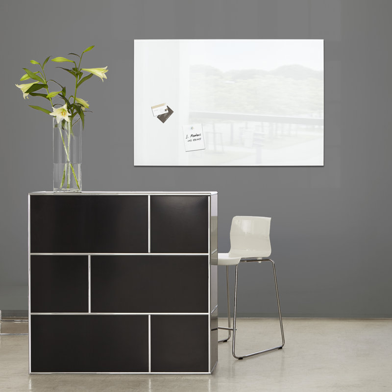 Artverum Wall Mounted Glass Board, White, 40cm H x 60cm W x 60cm L