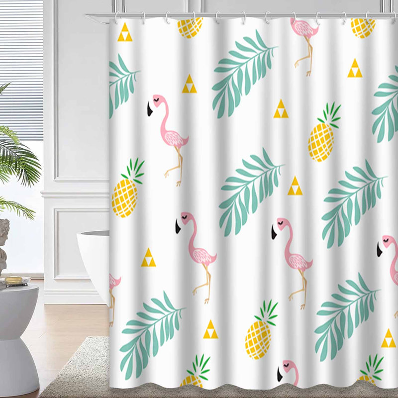 Rideau de douche imperméable à motif de flamants roses avec 12 crochets, L 72 po x l 72 po