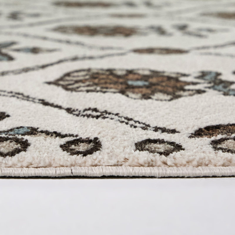 Rousseau Rust/Blue Floral Trellis Area Rug, 5'3" x 7'