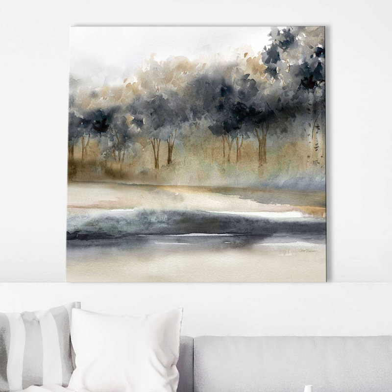 Silent River par Carol Robinson - Peinture, L 18 po x H 18 po, Toile tendue