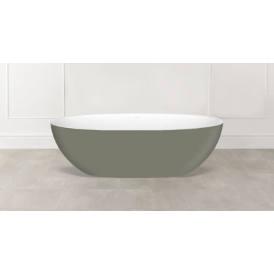 Painted Barcelona 70.25" x 33.625" Freestanding Soaking Bathtub in Volcanic Limestone with Overflow Hole