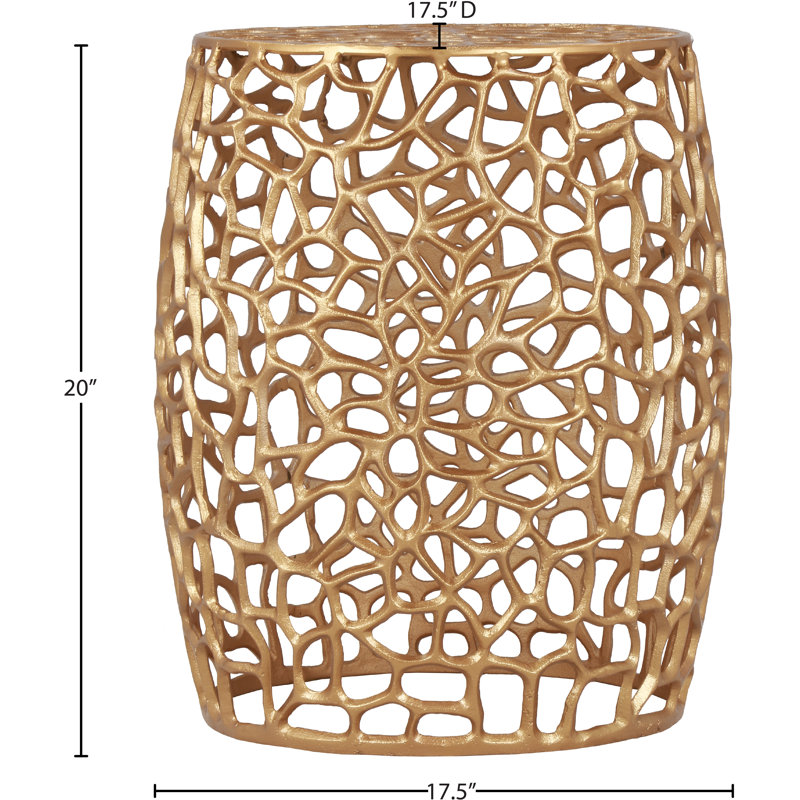  Priya Drum End Table, Gold