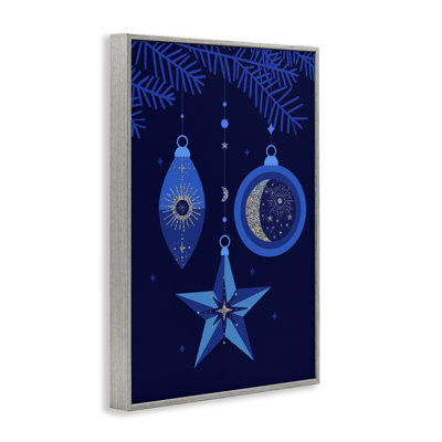 «Blue Holiday Ornaments», estampe numérique encadrée par Victoria Barnes