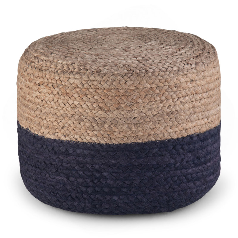 Pouf rond Lydia - bleu marine / naturel