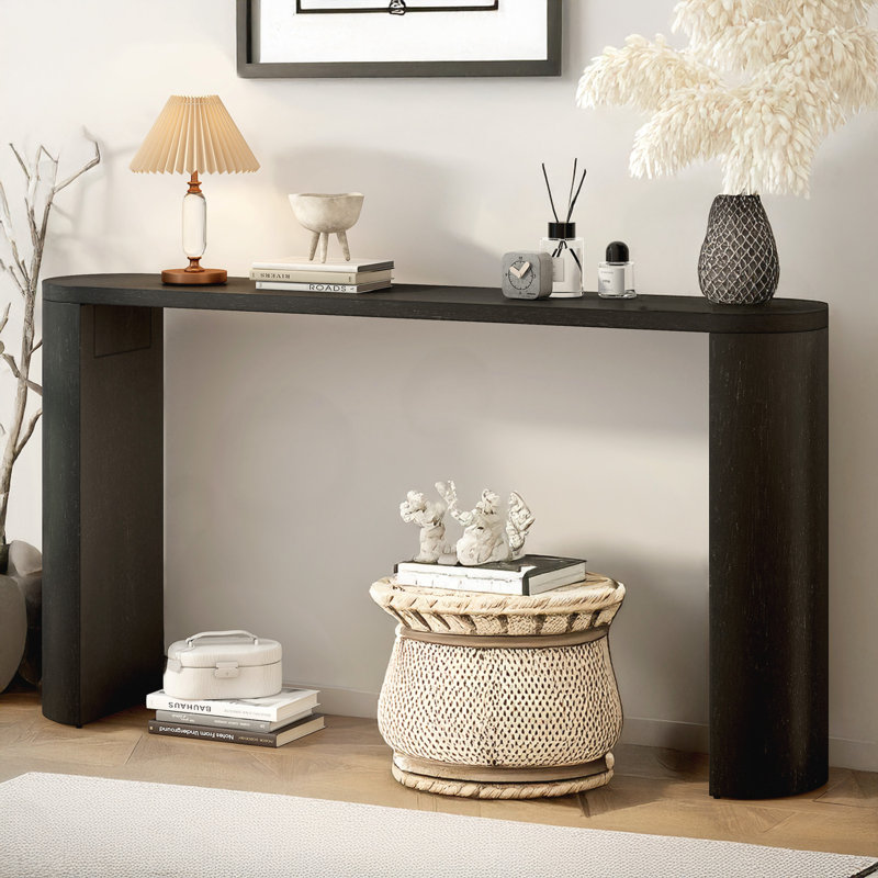 Console avec base semi-cylindrique, Noir, noir, noir, noir