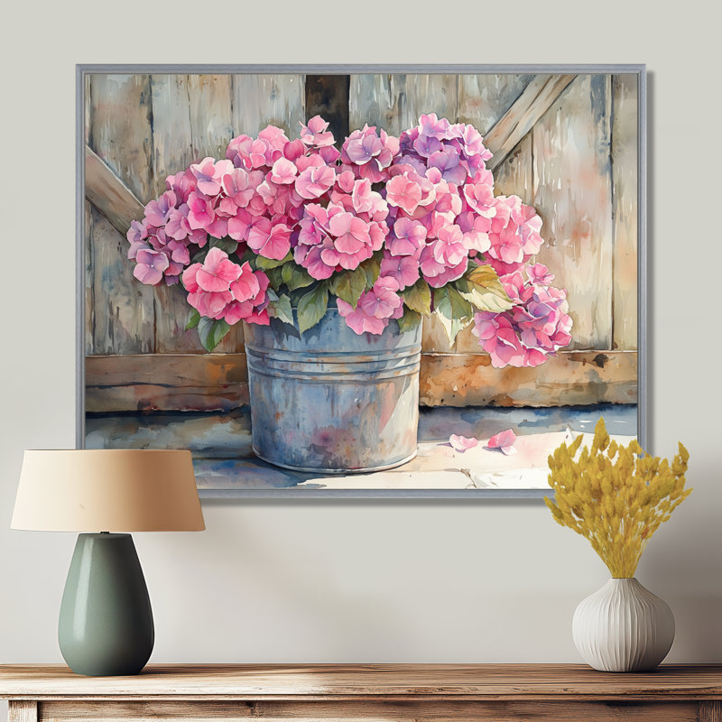 Distin - Floral Wall Art, Argent argent, H 12 po x l 20 po, Impression encadrée flottante