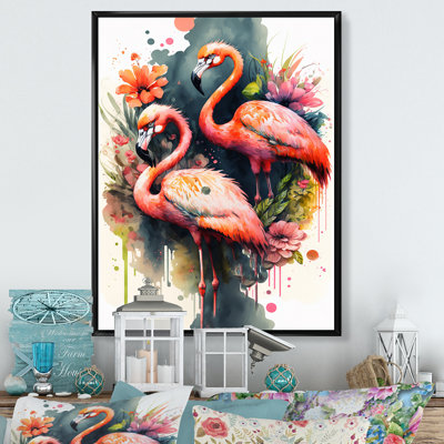 Mignon flamants roses - Peinture sur toile