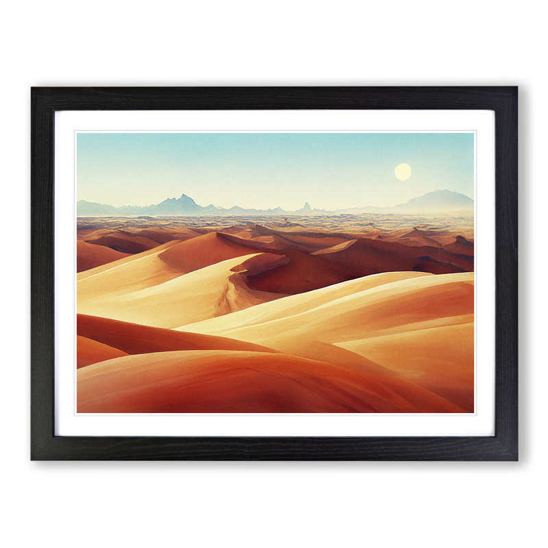 Watercolour Desert Vol.4 - Single Picture Frame Print, 46cm H x 64cm W x 2cm D, Black