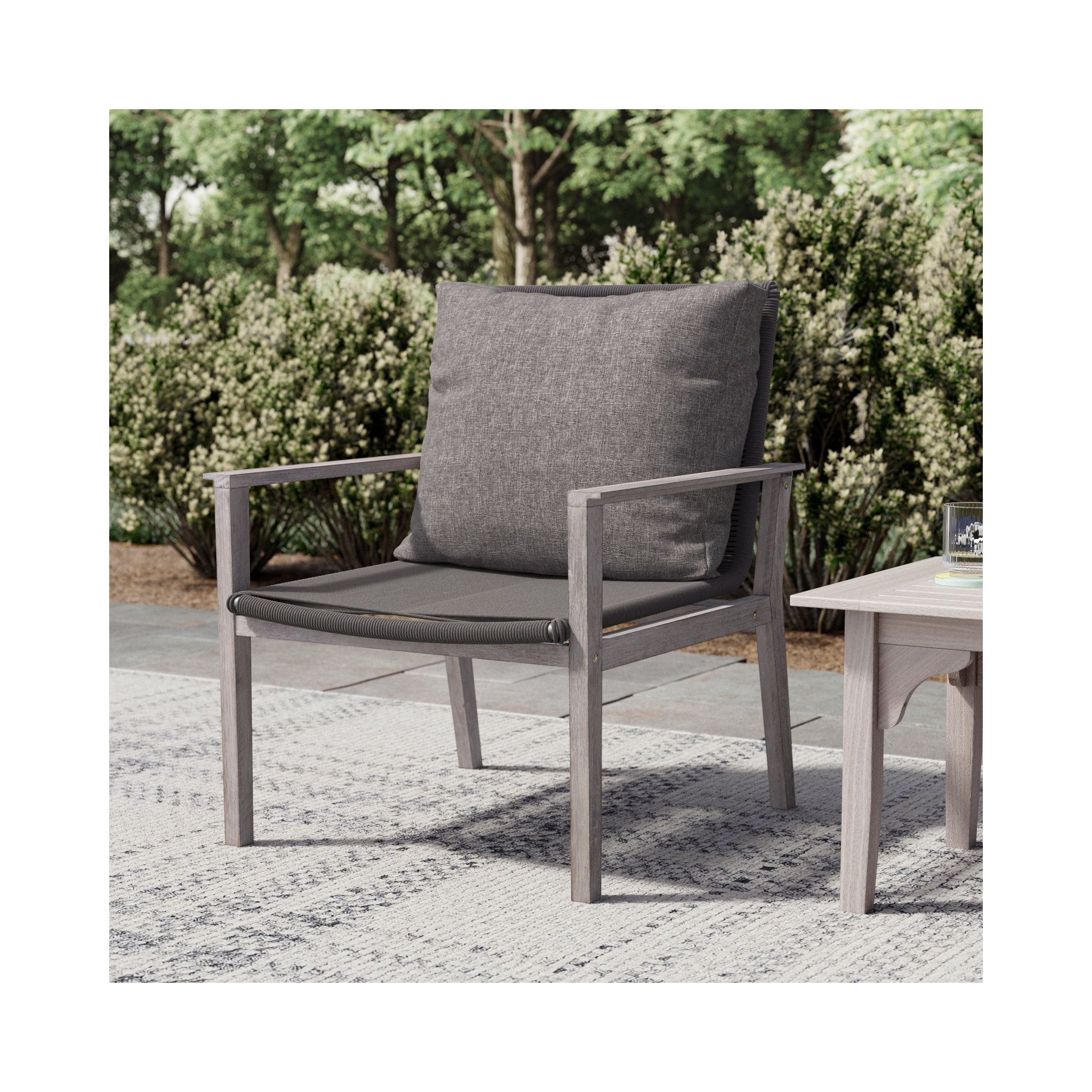 Eucalyptus Outdoor Lounge Chair, Gray