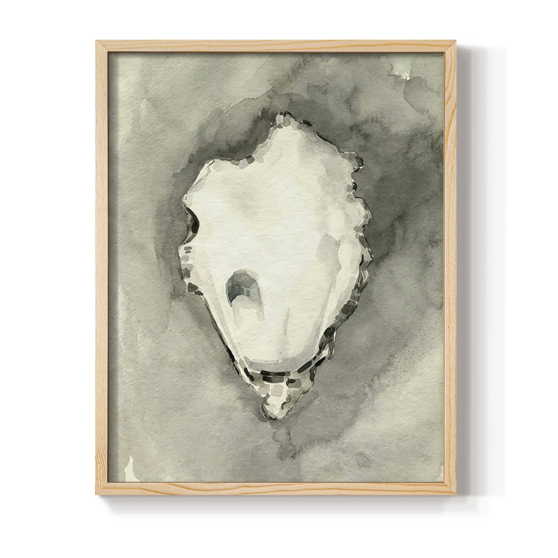 «Neutral Oyster Shell I», reproduction encadrée - bois massif, Natural, H 11 po x l 9 po