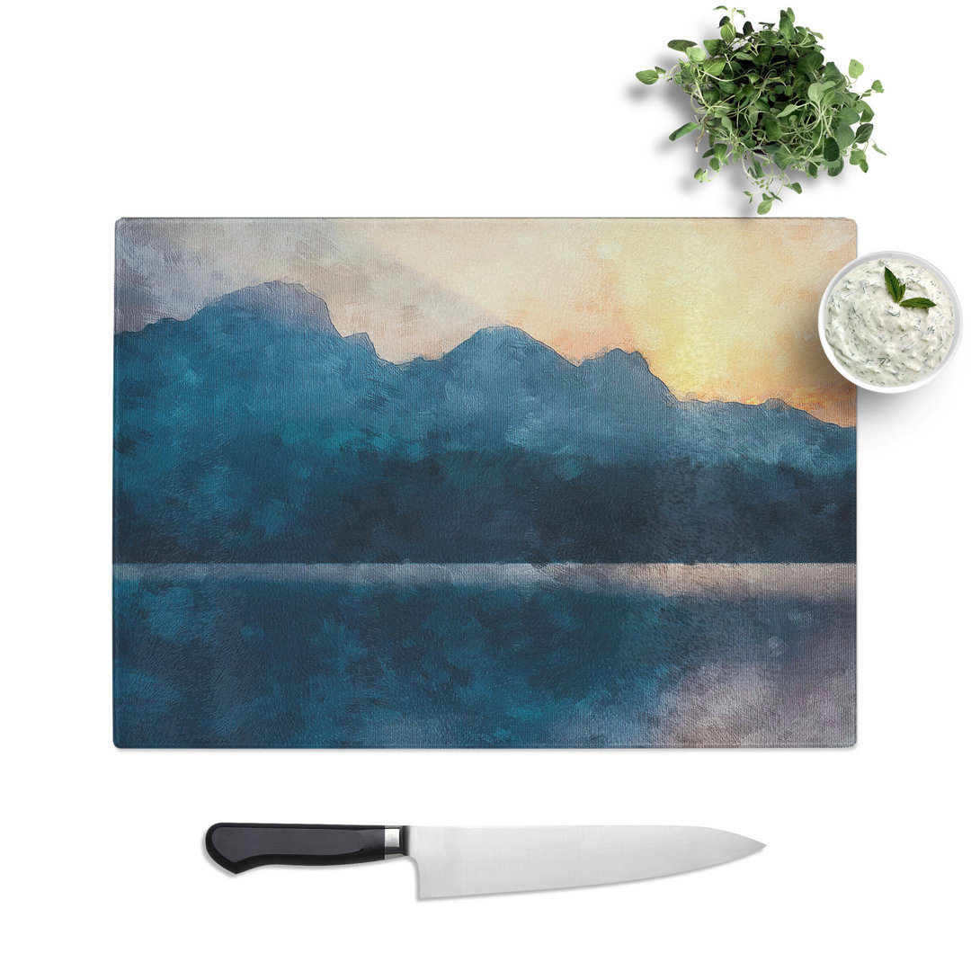 Tempered Glass Sunrise over the Mountains Abstract Chopping Board
