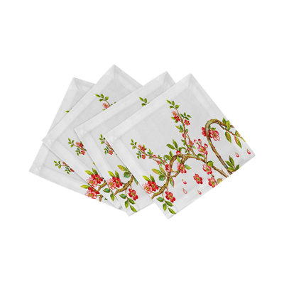 Cherry Blossom Cotton Sateen Cocktail Napkins