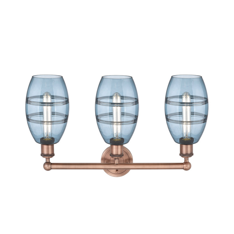 Kusham 3 - Light Dimmable Vanity Light, Princess Blue, Antique Copper