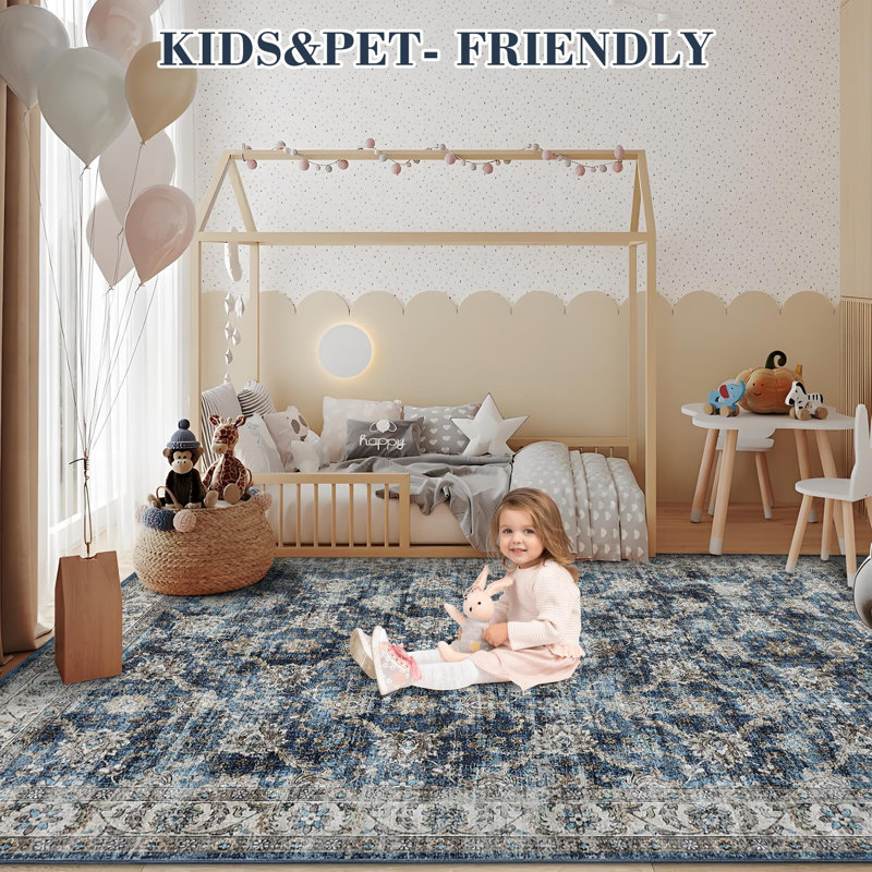 Abstract Area Rug, Rectangle 240 x 340 cm, Blue