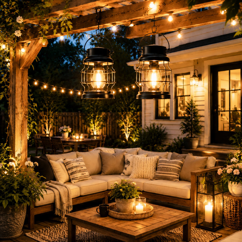 Lanterne suspendue solaire à énergie solaire avec lumière DEL blanc chaud, lanterne décorative en métal rétro pour patio, jardin, porche et camping