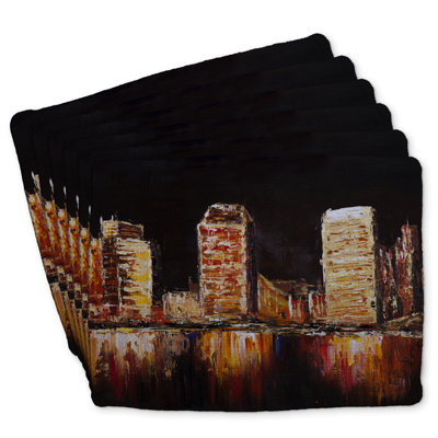 Texturized Earth Colors Cityscape Braided Boltwood Set of 6