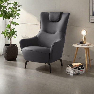 Ergonomically minimalist faux leather recliner
