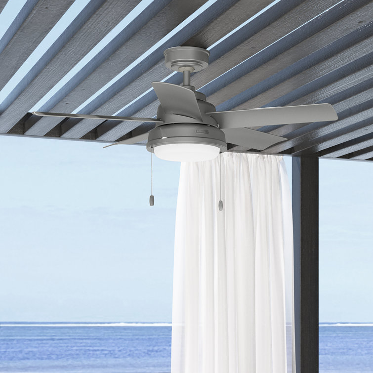 44" Seawall 5 - Blade Wet Rated Ceiling Fan With LED Light Kit And Pull Chain
