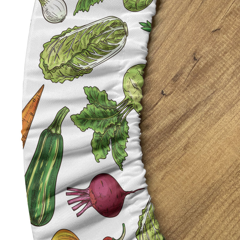 Bungalow Rose Vegetables Fitted Round Tablecloth Diameter Multicolor, 64.17" Round