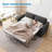 71" W Full Velvet Loveseat Sleeper with Folding Mattress, Dark Grey-1377051037-1377051039