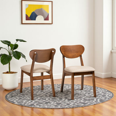 Chaise d'appoint en tissu sable et noyer Kaylanni, H 30,7 po x l 18,5 po x P 22 po