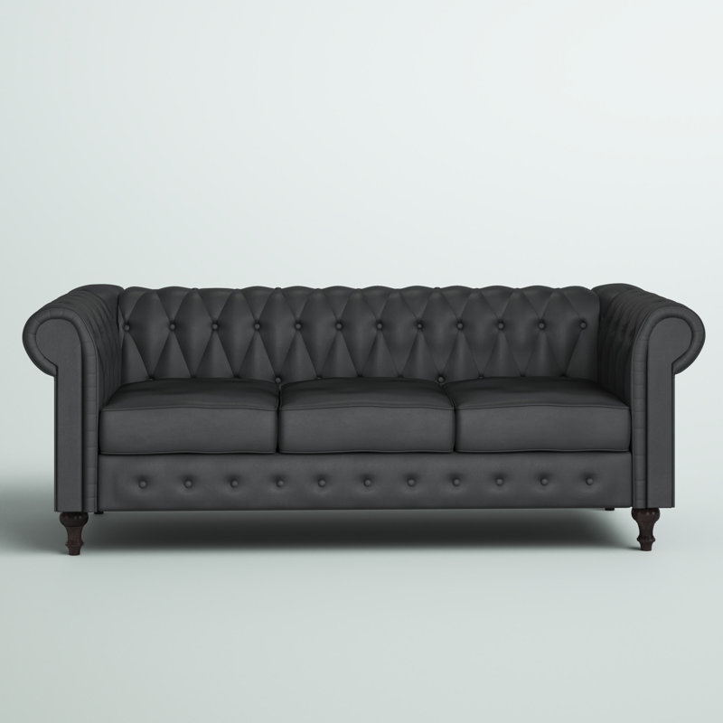 Arieana 82.3" Rolled Arm Sofa, Black