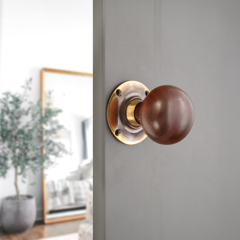 Rosewood Bun Rim/Mortice Door Knob Aged Brass
