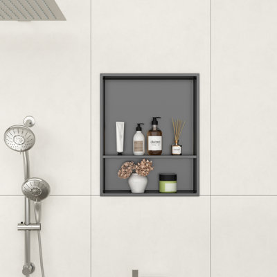 L 21 po x H 17 po Rectangle rectangulaire sans carrelage encastré Niche de douche encastré 304 en acier inoxydable pour salle de bain / cuisine / salon / rangement