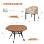Ensemble de salle à manger d'extérieur pour 4 personnes avec table ronde de 120 cm et 4 chaises rembourrées en rotin en PE-130625696