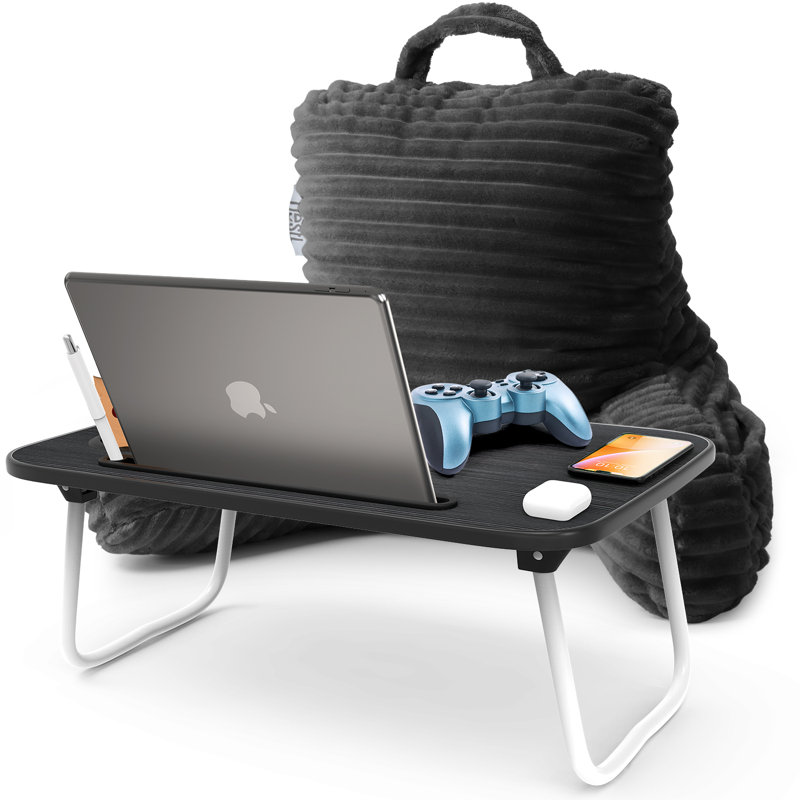 Nestl Reading Pillow with Portable Lap Desk, Gray, 14.00" H