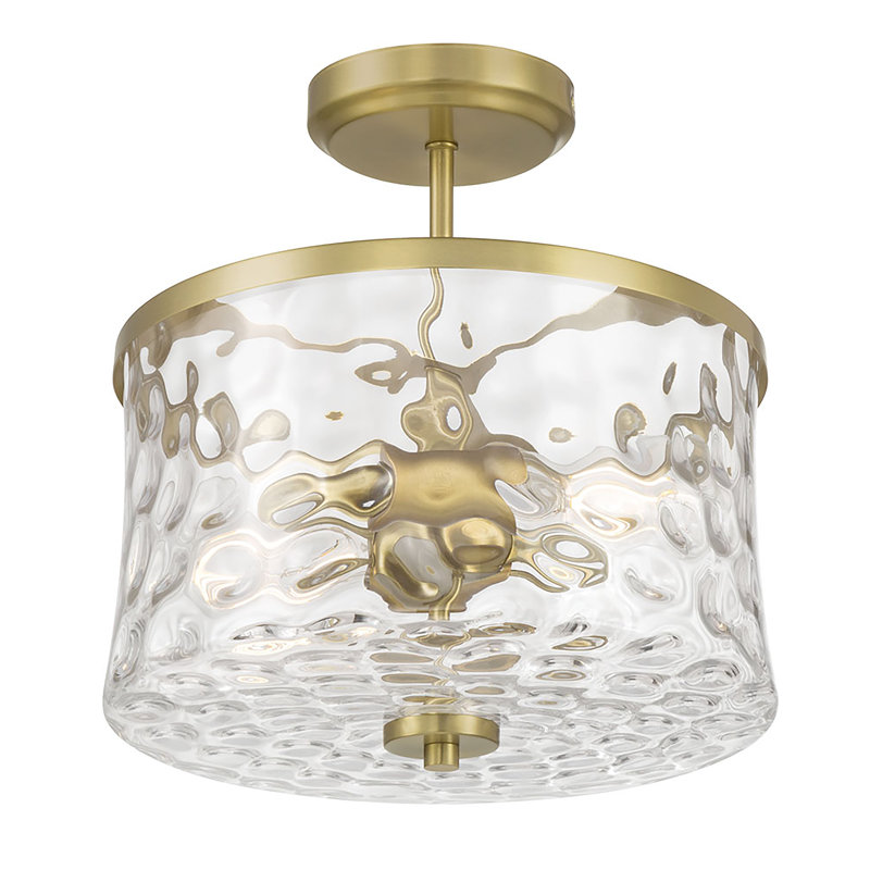 Clarvyn 12" Wide 2-Light Semi-Flush Mount, Vintage Brass