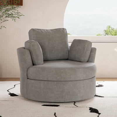 42.1" Wide Slipcovered Swivel Barrel Chair