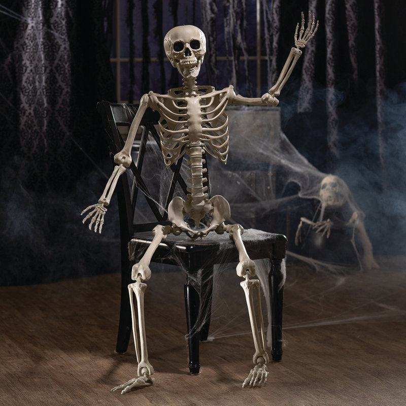 Life-Size Posable Skeleton Halloween Decoration in Plastic