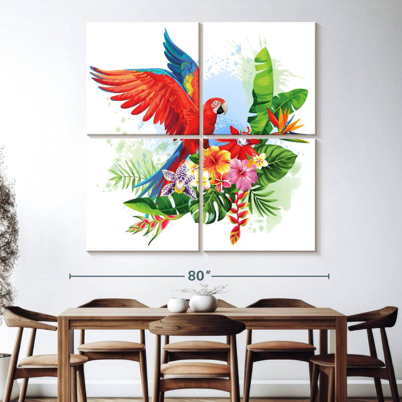 Perroquet floral Brampt, H 74 po x l 74 po