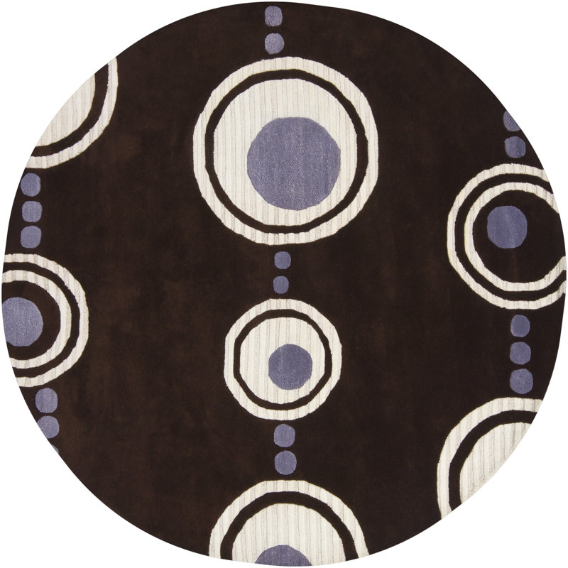 Tapis brun en laine touffeté à la main à motif géométrique Colbye, Rectangle 7 pi 9 po x 10 pi 6 po