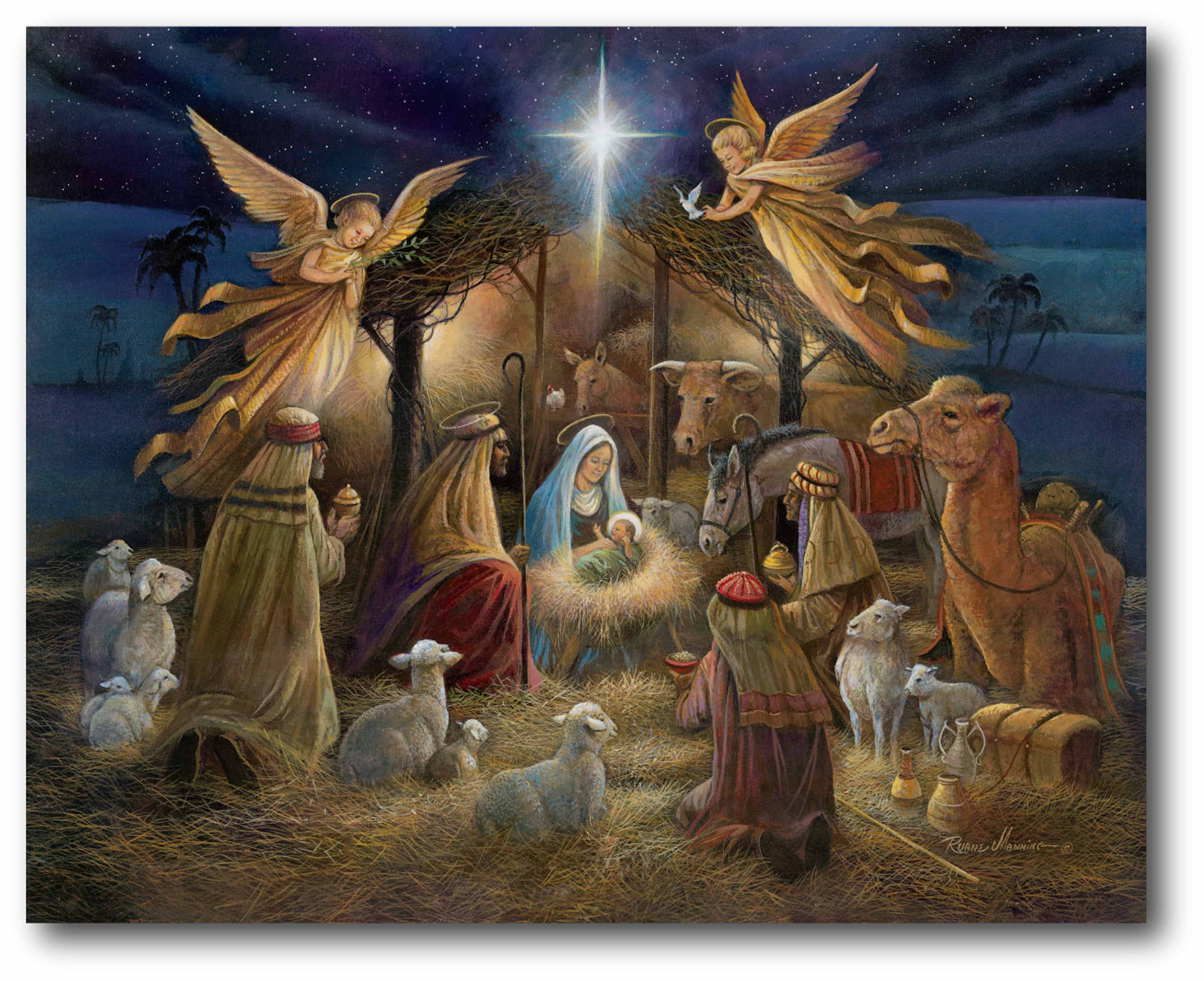 christmas nativity scene painting