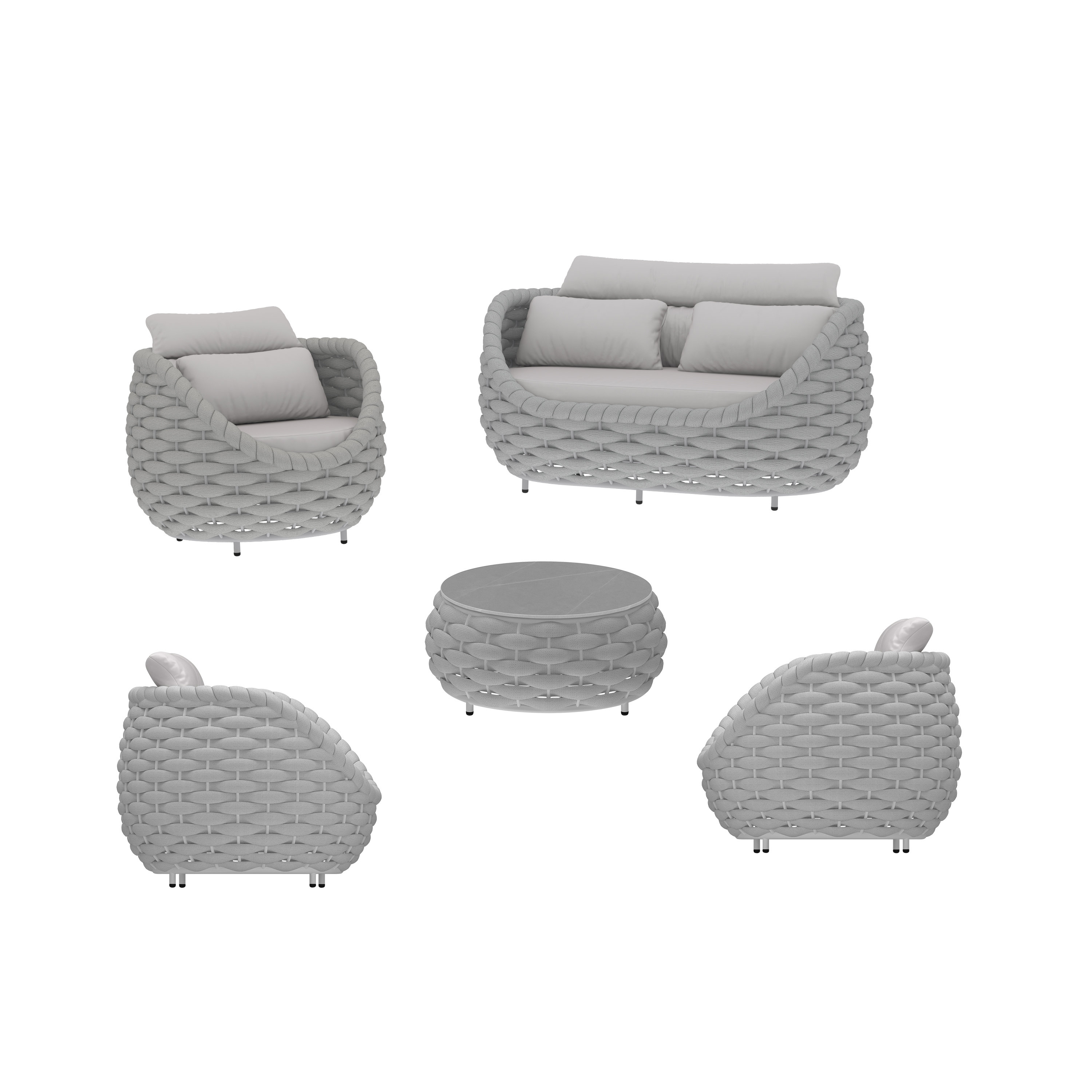 Latitude Run® Fully Assembled Altuminum Frame Textilene Rope 5 - Person ...