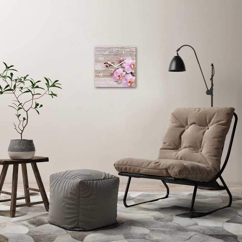 Hermi Glass Wall Clock, White/Pink/Beige