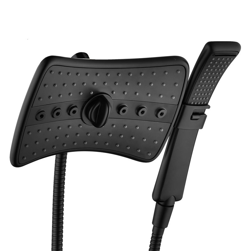 2.5 GPM High Pressur Two Spray Setting Shower Heads Combo,With Two Spray Settings Handheld Shower Head, Matte Black