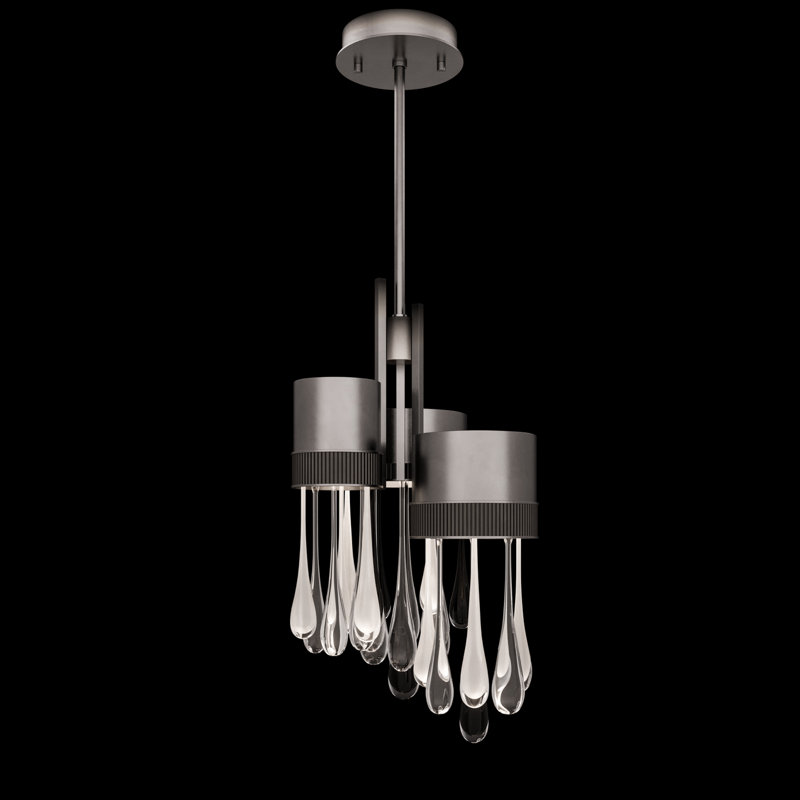 Rain 17.25"W Round Pendant, Ombre Silver