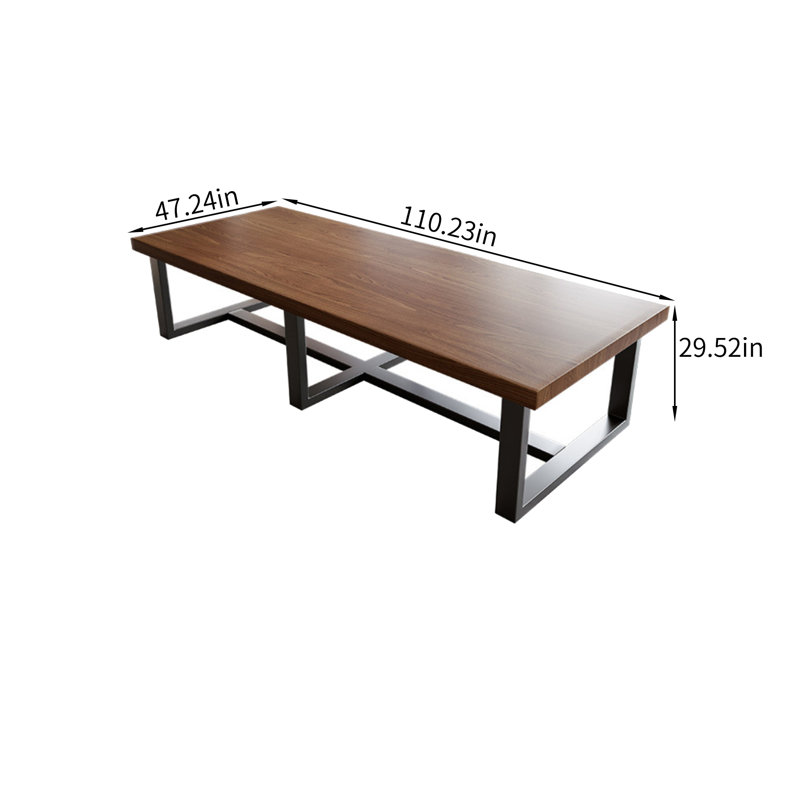 Table de conférence rectangulaire en bois massif brun noisette, 29.52" H x 110.23" L x 47.24" D