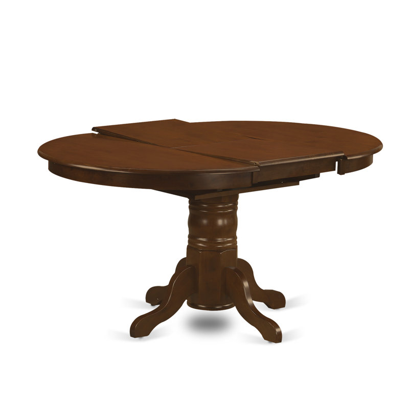 7 Piece Kitchen Table & Chairs Set Consist of an Oval Dining Room Table with Butterfly Leaf and 6 Linen Fabric Chairs, Espresso