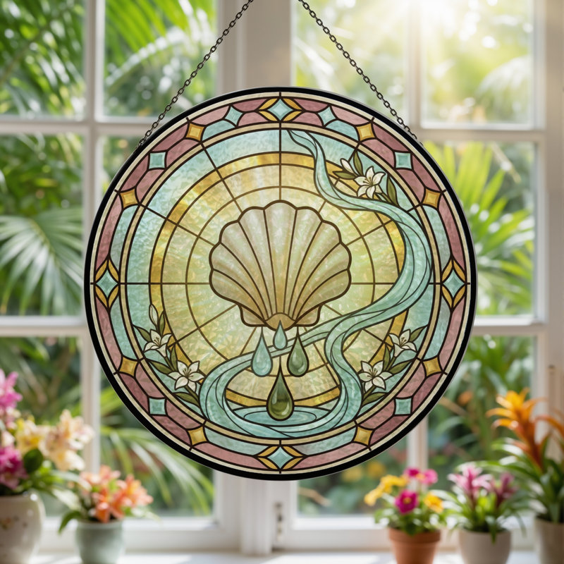 Panneau de vitrail en verre coloré, 7,8 heures, H 7,8 po