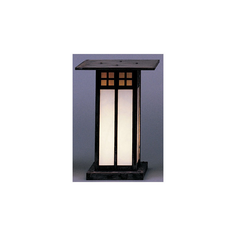 Glasgow 1 - Light Pier Mount Light, 12.75" H x 9" W x 9" D, Mission Brown, Gold White Iridescent and White Opalescent