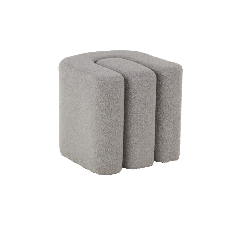 Polyester Room Ottoman With Connected Arches, Gray